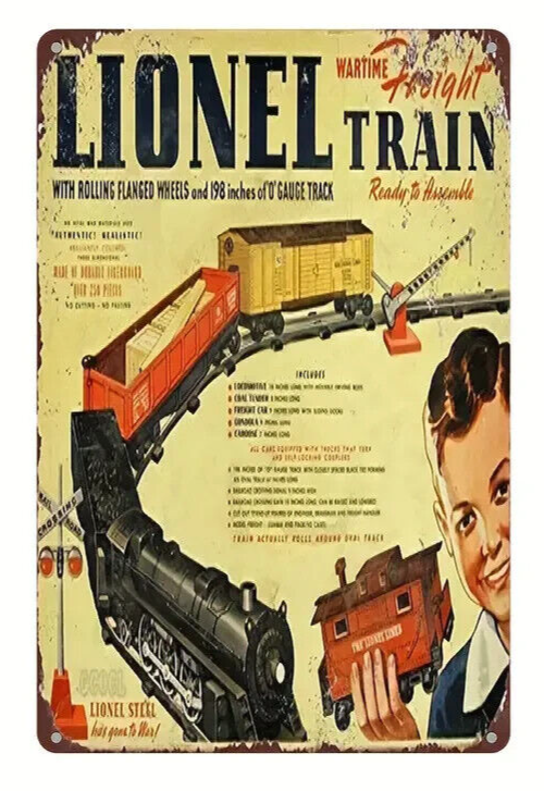 Lionel Trains Vintage Novelty Metal Sign 8in x 12in  Cozy Home Treasures   