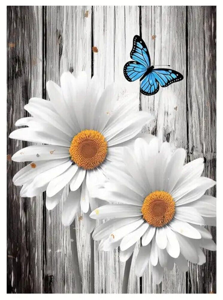 Vibrant Beautiful Blue Butterfly & Daisies Canvas Print Framed 12" x 16" NEW! Home & Garden:Home Décor:Posters & Prints Cozy Home Treasures   