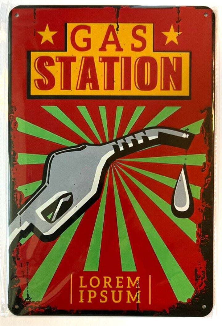 Gas Station Vintage Novelty Metal Sign 12" x 8" Wall Art Home & Garden:Home Décor:Plaques & Signs Cozy Home Treasures   