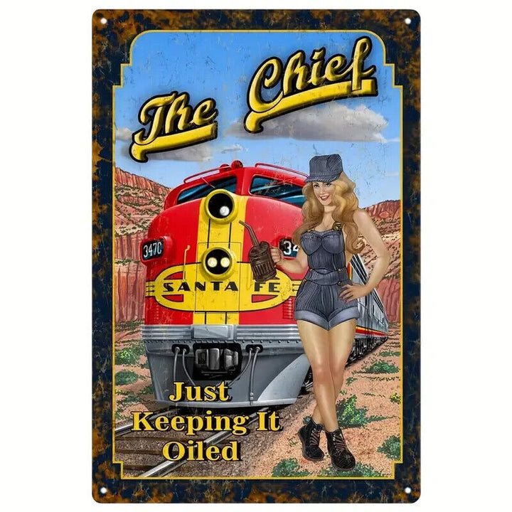 Santa Fe The Chief Vintage Novelty Metal Sign 12" x 8" Wall Art Home & Garden:Home Décor:Plaques & Signs Cozy Home Treasures   