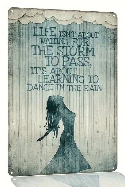 Learning To Dance In The Rain Vintage Novelty Metal Sign 12" x 8" Wall Art Home & Garden:Home Décor:Plaques & Signs Cozy Home Treasures   