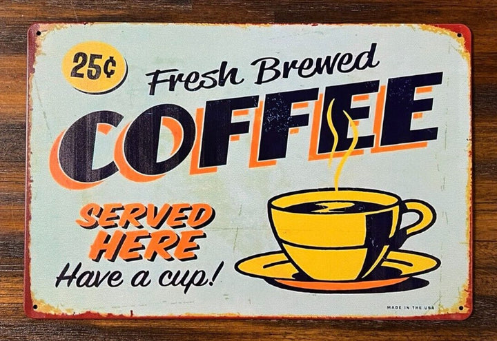 Fresh Brewed Coffee 25 Cents Novelty Metal Tin Sign 8" x 12" NEW! Home & Garden:Home Décor:Plaques & Signs Cozy Home Treasures   