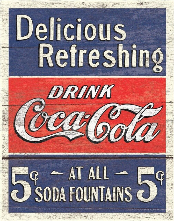 Delicious Refreshing Coca-Cola 5 Cents Vintage Novelty Sign 16" x 12.5" Home & Garden:Home Décor:Plaques & Signs Desperate Enterprises   