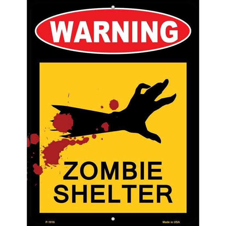 Zombie Shelter Metal Novelty Parking Sign Home & Garden:Home Décor:Plaques & Signs Unbranded   