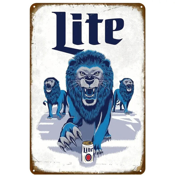 Lite Beer Blue Tigers Vintage 12" x 8" Metal Sign NEW! Home & Garden:Home Décor:Plaques & Signs Cozy Home Treasures   