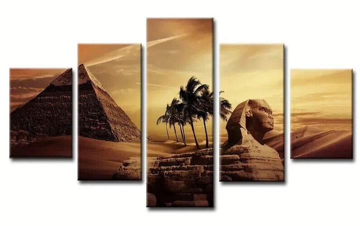 5-Piece Egyptian Pyramids Sphinx Pattern, High Quality Canvas Art Print Mural Home & Garden:Home Décor:Posters & Prints Classic Print Gallery   