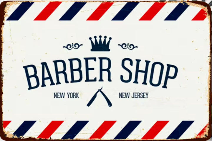 Barber Shop New York New Jersey Vintage Novelty Metal Sign 12" x 8" Wall Art Home & Garden:Home Décor:Plaques & Signs Cozy Home Treasures   