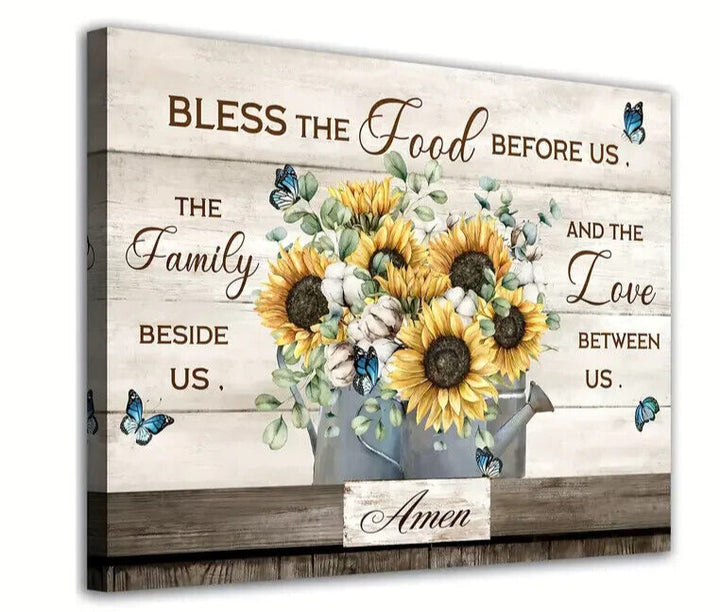 Bless The Food Before Us Canvas Print Framed 16" x 24" Wall Art Home & Garden:Home Décor:Posters & Prints Cozy Home Treasures   