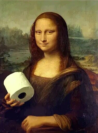 Funny Mona Lisa Holding Toilet Paper Parody Artistic Canvas Print 12" x 16" NEW! Home & Garden:Home Décor:Posters & Prints Cozy Home Treasures   