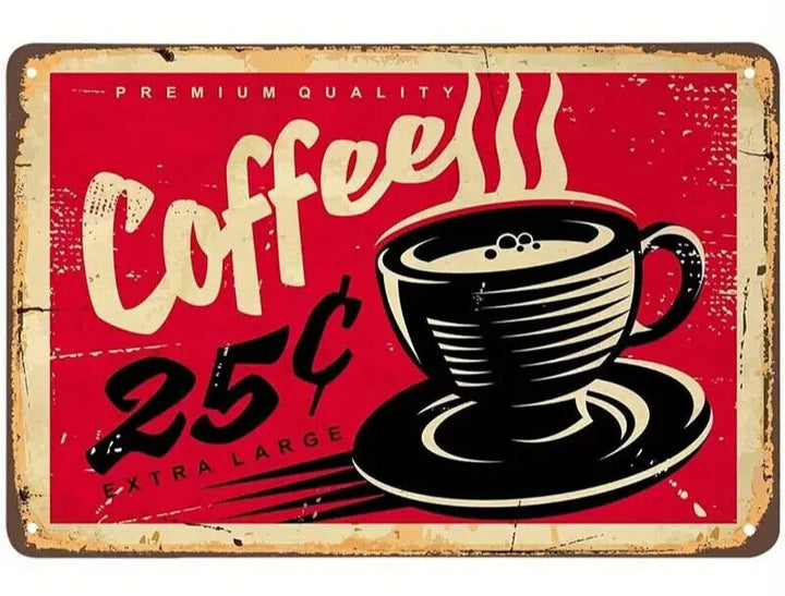 Fresh Brewed Coffee 25 Cents Red Novelty Metal Tin Sign 8" x 12" NEW! Home & Garden:Home Décor:Plaques & Signs Cozy Home Treasures   