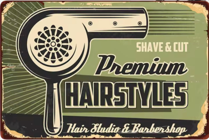 Barber Shop Premium Hairstyles Vintage Novelty Metal Sign 12" x 8" Wall Art Home & Garden:Home Décor:Plaques & Signs Cozy Home Treasures   