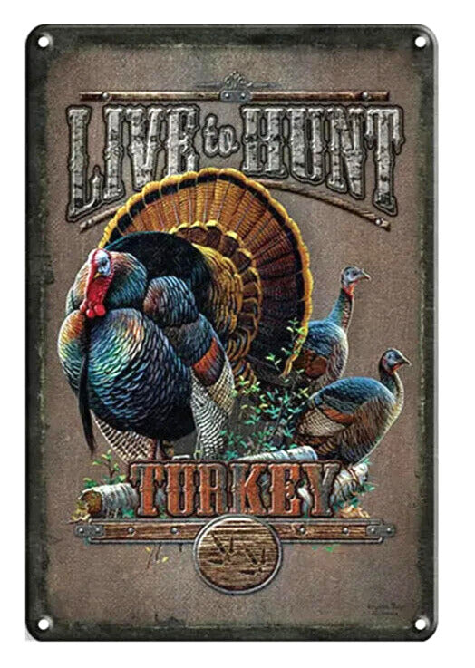 Live To Hunt "Turkey" Rustic Novelty Metal Sign 8" x 12" NEW! Home & Garden:Home Décor:Plaques & Signs Cozy Home Treasures   