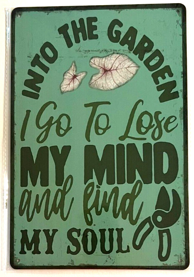 Into The Garden I go To Lose My Mind 8" x 12" Vintage Novelty Metal Sign Home & Garden:Home Décor:Plaques & Signs Cozy Home Treasures   