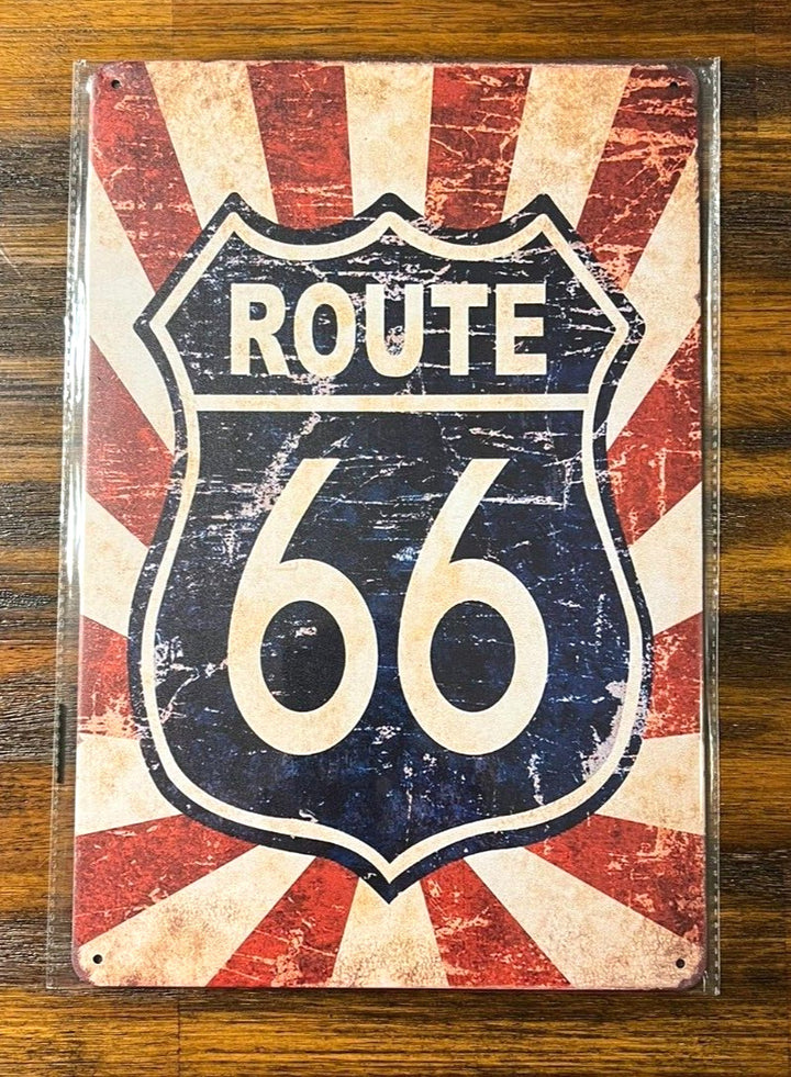 Route 66 Red, White, and Blue Novelty Metal Sign 12" x 8" NEW! Home & Garden:Home Décor:Plaques & Signs Cozy Home Treasures   