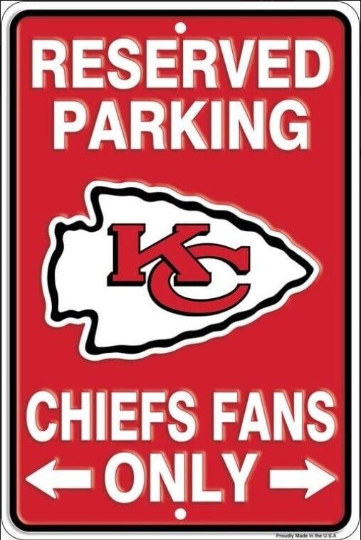 Reserved Parking Chiefs Fans Only Embossed Metal Novelty Parking Sign 8" x 12" Home & Garden:Home Décor:Plaques & Signs Unbranded   