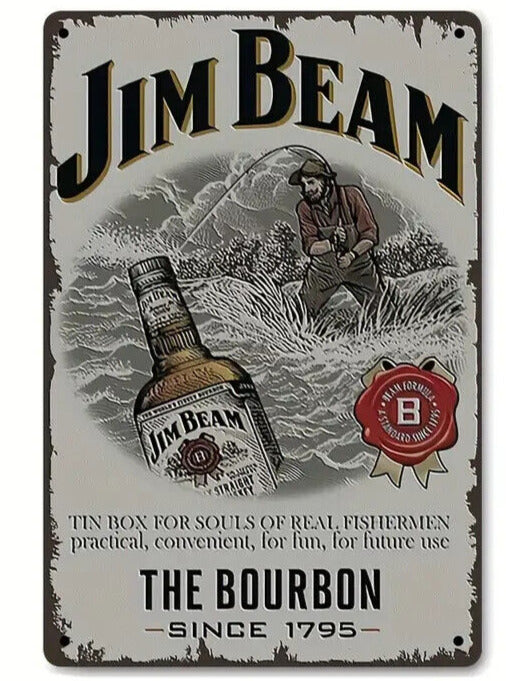 Jim Beam The Bourbon Since 1795 Vintage Novelty Metal Sign 12" x 8" Wall Art Home & Garden:Home Décor:Plaques & Signs Cozy Home Treasures   