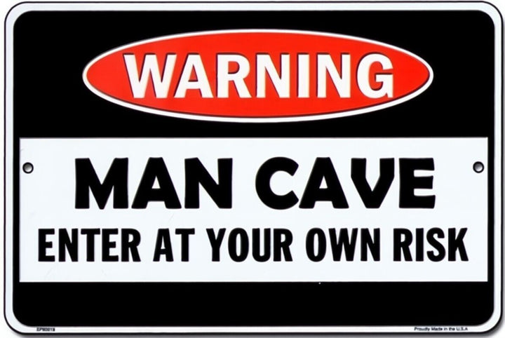 Man Cave Enter At Your Own Risk Embossed Metal Sign 8" x 12" Home & Garden:Home Décor:Plaques & Signs Hangtime   