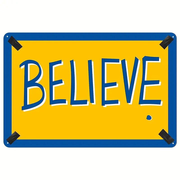 Believe metal sign, 12 x 8 Motivational Wall Art Decor For Ted Lasso Fans Home & Garden:Home Décor:Plaques & Signs Cozy Home Treasures   