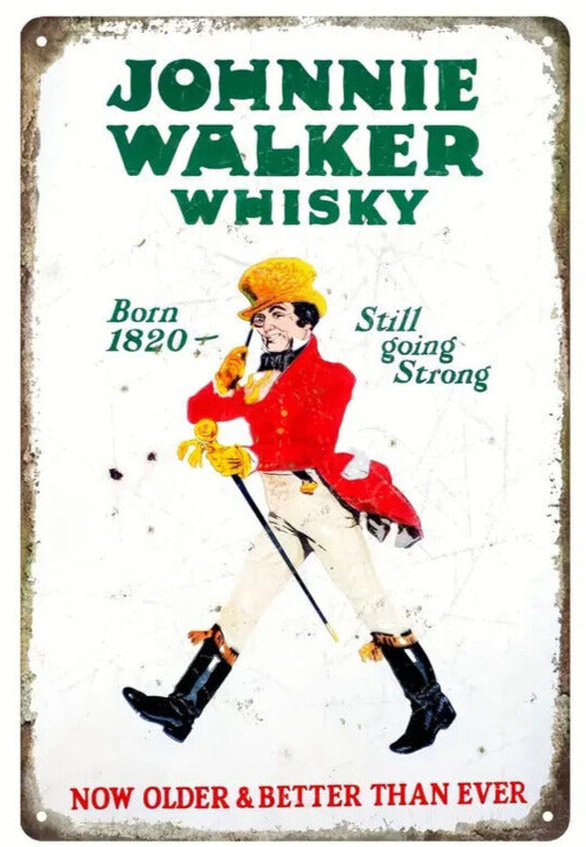 Johnnie Walker Whisky Vintage Novelty Metal Sign 12" x 8" Wall Art Home & Garden:Home Décor:Plaques & Signs Cozy Home Treasures   