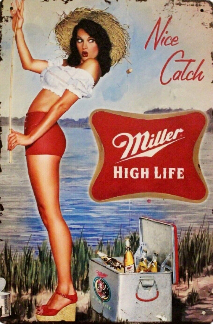 Miller High Life Nice Catch Beer Vintage Novelty Metal Sign 12" x 8" Wall Art Home & Garden:Home Décor:Plaques & Signs Cozy Home Treasures   