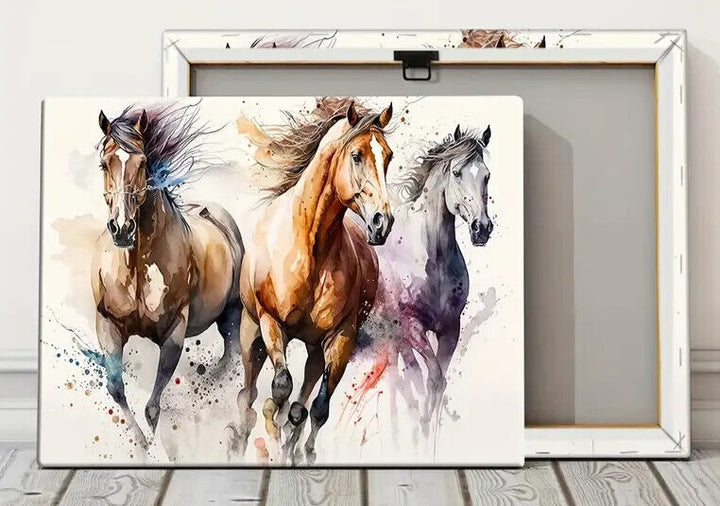 Majestic Horses Running Nordic Style Canvas Print Framed 12" x 16" Wall Art Home & Garden:Home Décor:Posters & Prints Unbranded   