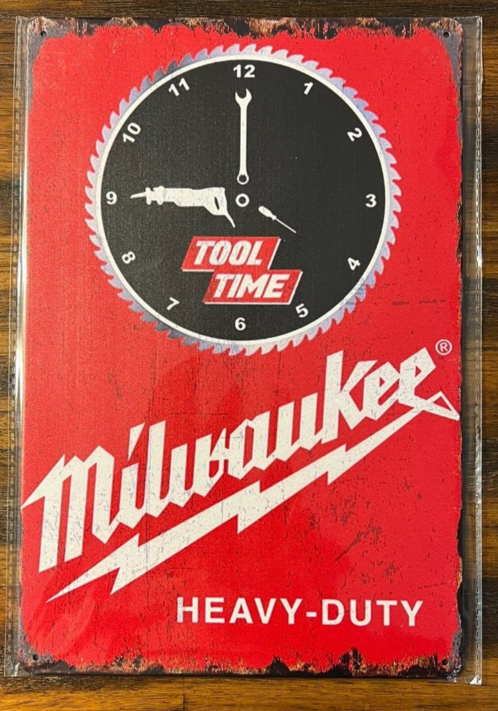 Milwaukee Tools Vintage Novelty Metal Sign 12" x 8" Wall Art  Cozy Home Treasures   