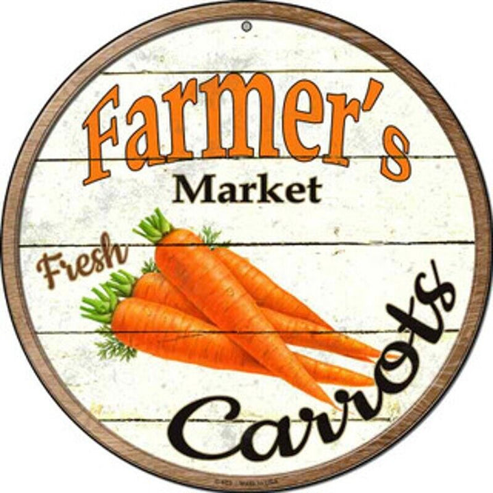 Farmer's Market Fresh Carrots Novelty 8" Metal Circular Sign NEW! Home & Garden:Home Décor:Plaques & Signs Cozy Home Treasures   