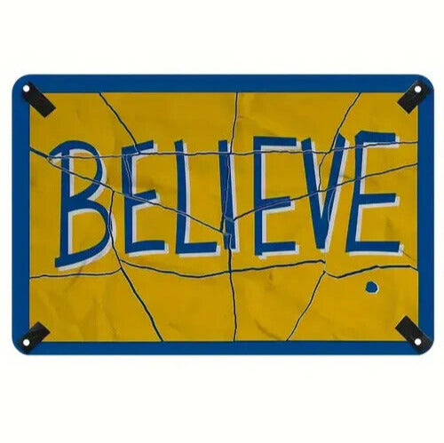 Believe metal sign, 12in x 8in Motivational Wall Art Decor For Ted Lasso Fans Home & Garden:Home Décor:Plaques & Signs Cozy Home Treasures   