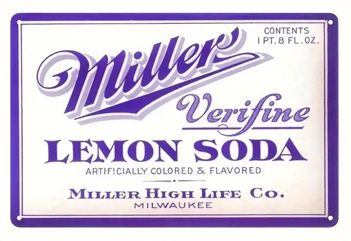 Miller Verifine Lemon Soda Vintage Novelty 8" x 12" Metal Sign Home & Garden:Home Décor:Plaques & Signs Cozy Home Treasures   