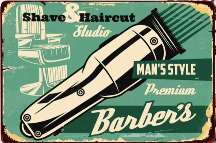 Barber Shop Shave & Haircut Studio Novelty Metal Sign 12" x 8" Wall Art Home & Garden:Home Décor:Plaques & Signs Cozy Home Treasures   