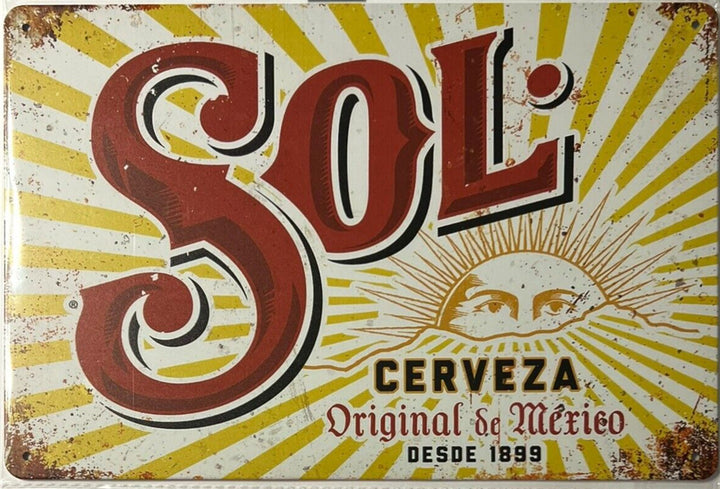 Sol Cerveza Beer Vintage Novelty Metal Sign 12" x 8" Wall Art Home & Garden:Home Décor:Plaques & Signs Cozy Home Treasures   