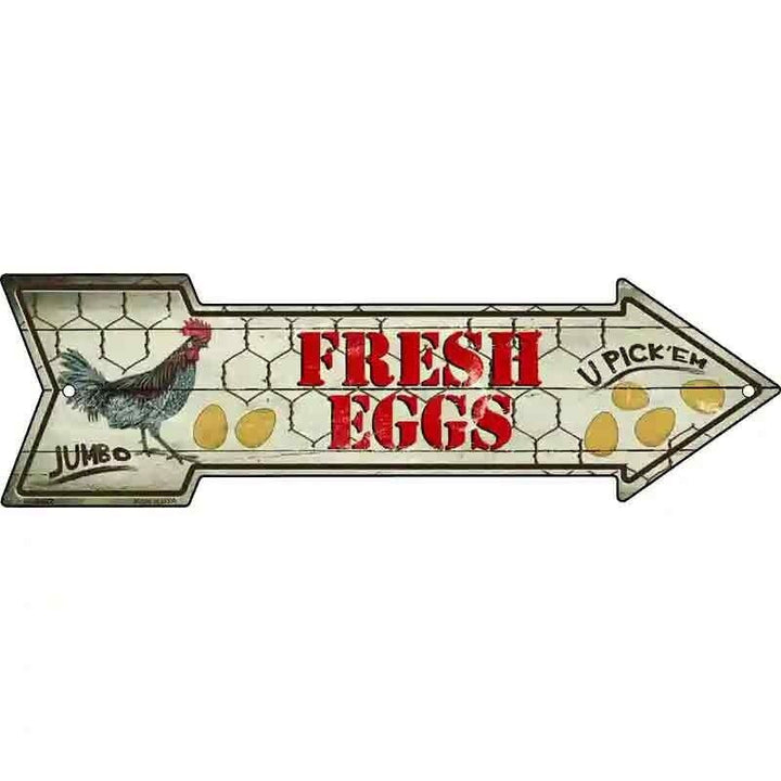 Jumbo Fresh Eggs U Pick'em Novelty Metal Arrow Sign 17" x 5" NEW! Home & Garden:Home Décor:Plaques & Signs Unbranded   