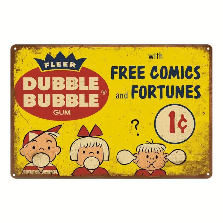 Fleer Dubble Bubble Gum Novelty Metal Sign 12 x 8 Wall Art Home & Garden:Home Décor:Plaques & Signs Cozy Home Treasures   