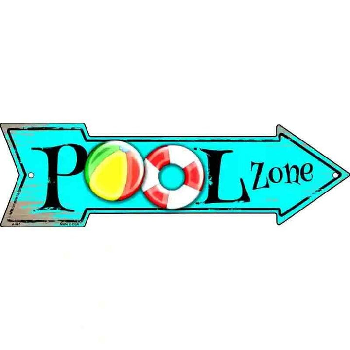 Pool Zone Metal Arrow Sign 17" x 5" NEW! Home & Garden:Home Décor:Plaques & Signs Unbranded   