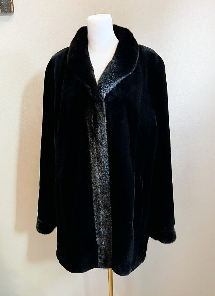 Stunning Black Dyed Sheared Mink Fur Jacket Reversible to Rainwear Size 14 NEW! Clothing, Shoes & Accessories:Women:Women's Clothing:Coats, Jackets & Vests Unbranded   