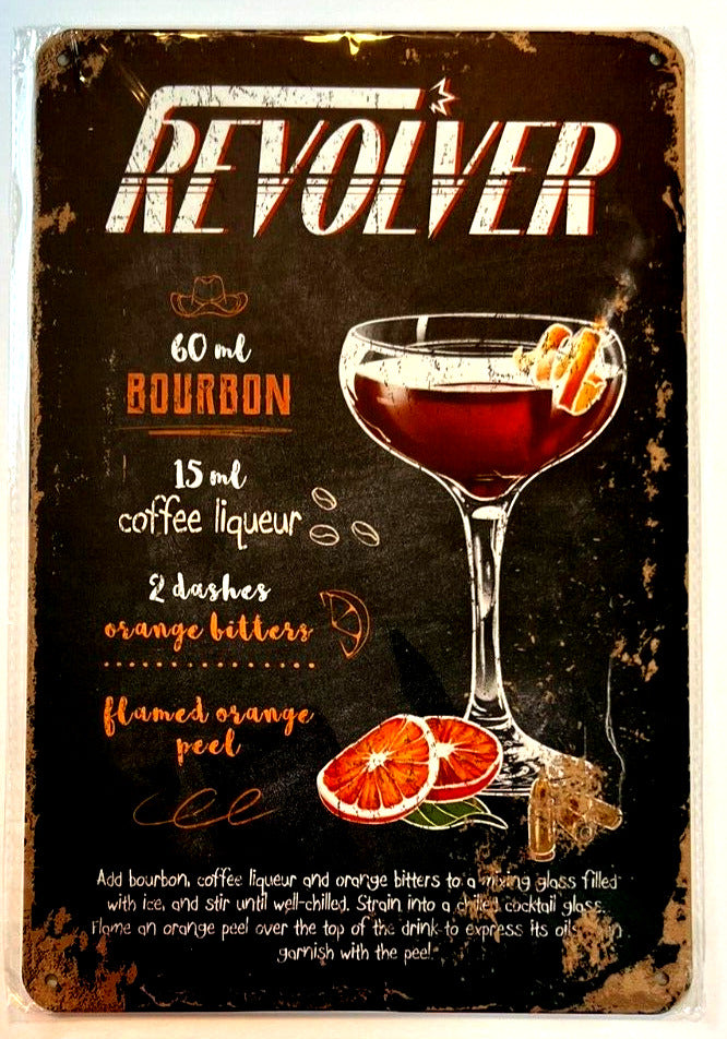 Revolver Cocktail and Drink Mix Recipe Collection 12" x 8" Wall Art Home & Garden:Home Décor:Plaques & Signs Cozy Home Treasures   