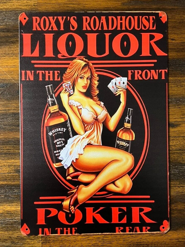 Roxy's Roadhouse Liquor In The Front Poker In The Back Novelty Metal Tin Sign Home & Garden:Home Décor:Plaques & Signs Cozy Home Treasures   