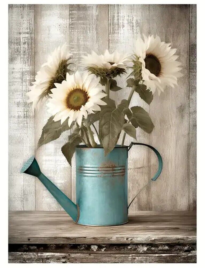 Beautiful Flowers In A Watering Can Canvas Print Framed 12" x 16" NEW! Home & Garden:Home Décor:Posters & Prints Cozy Home Treasures   