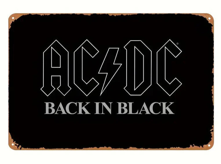 AC/DC Back In Black Vintage Retro Metal Sign 12 x 8 Wall Art  Cozy Home Treasures   