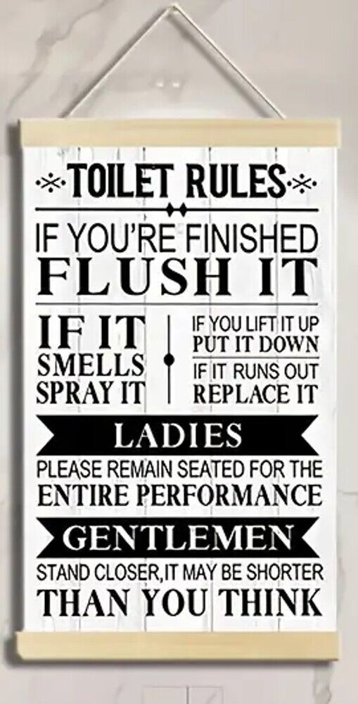 Toilet Rules Canvas Hanging Scroll 12.2" x 16.9" Wall Art Home & Garden:Home Décor:Plaques & Signs Cozy Home Treasures   