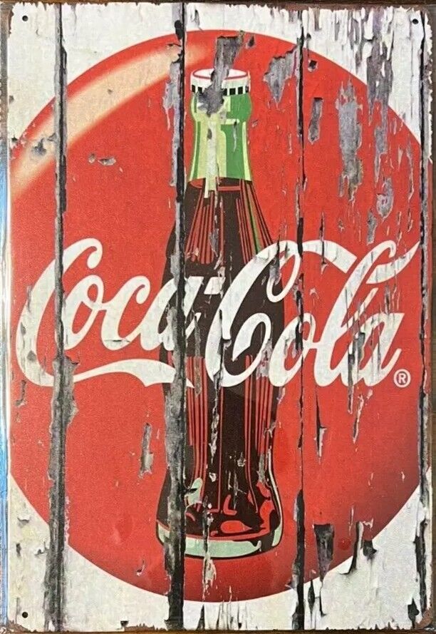 Coca-Cola Vintage Novelty Metal Sign 12" x 8" Wall Art Red & White With Bottle Home & Garden:Home Décor:Plaques & Signs Cozy Home Treasures   