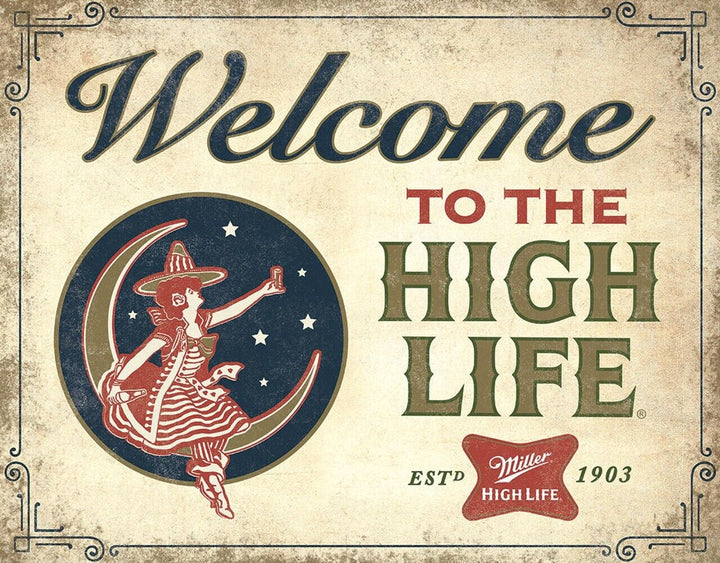 Welcome To The High Life Miller Beer Vintage Novelty Sign 16" x 12.5" Home & Garden:Home Décor:Plaques & Signs Desperate Enterprises   