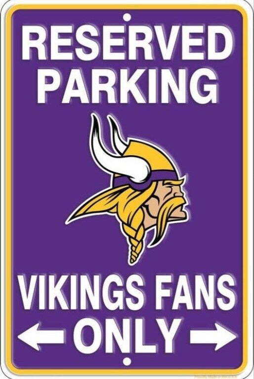 Reserved Parking Vikings Fans Only Embossed Metal Licensed Sign 8" x 12" Home & Garden:Home Décor:Plaques & Signs Signs4Fun   