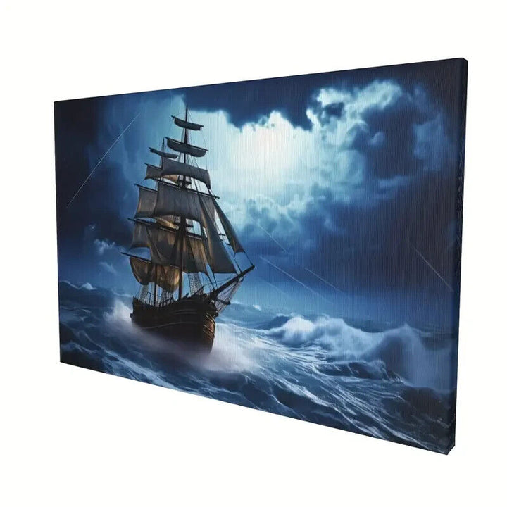 Viking Sailboat In The Sea Canvas Print Framed 16" x 24" Wall Art Home & Garden:Home Décor:Posters & Prints Unbranded   