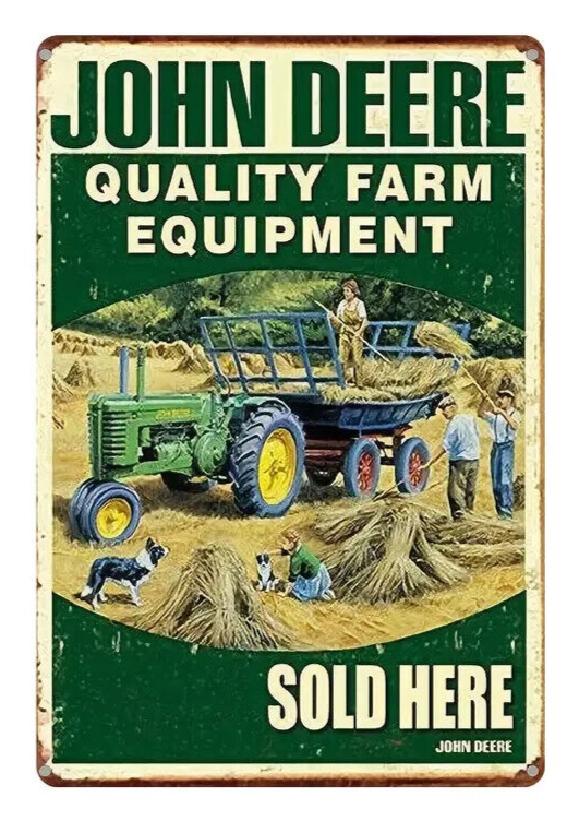 John Deere Sold Here Novelty Metal Sign 12 x 8 Wall Art  Cozy Home Treasures   