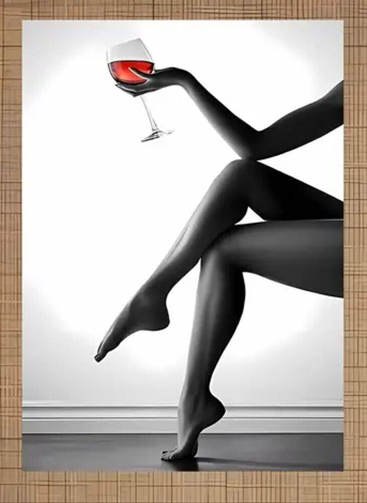 Woman's Legs With Wine Glass Sexy Artistic Canvas Print Framed 16" x 24" Art Home & Garden:Home Décor:Posters & Prints Cozy Home Treasures   