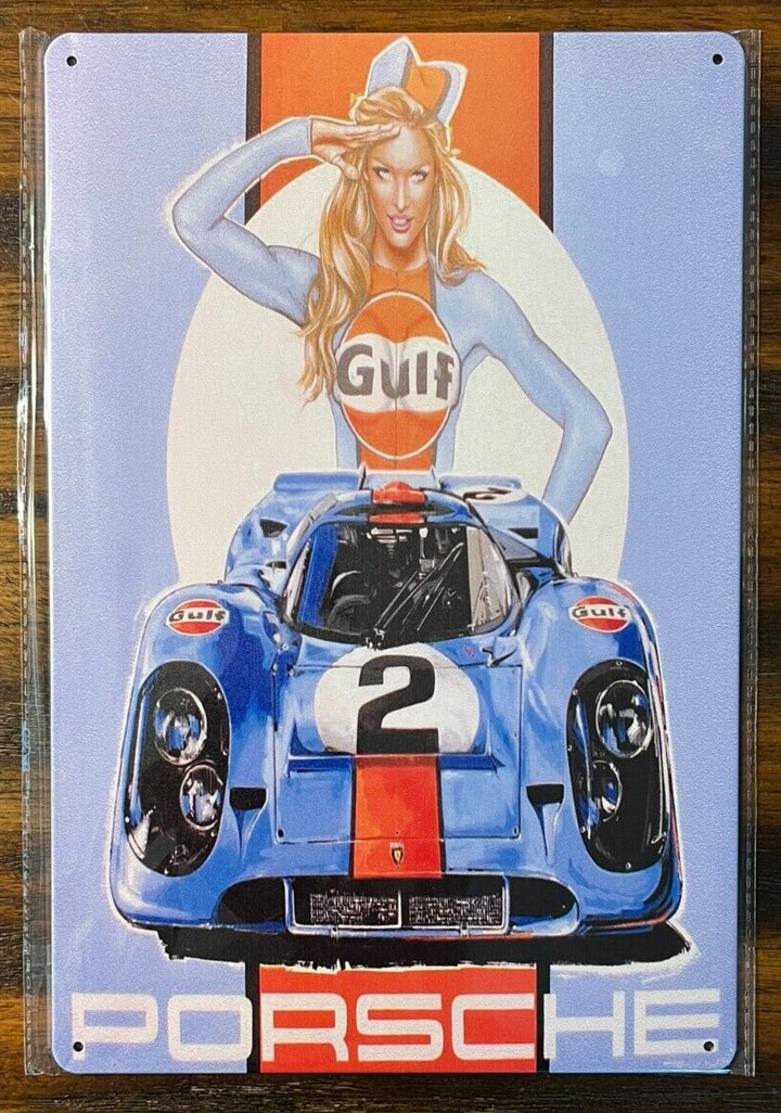 Gulf Racing Porsche Novelty Metal Sign 12" x 8" Wall Art Home & Garden:Home Décor:Plaques & Signs Cozy Home Treasures   