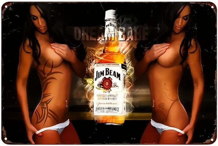 Jim Beam The Bourbon Since 1795 Dream Babe Novelty Metal Sign 12" x 8" NEW! Home & Garden:Home Décor:Plaques & Signs Cozy Home Treasures   