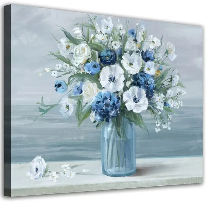 Beautiful Blue & White Flowers Canvas Print Framed 11.8" x 15.7" Wall Art NEW! Home & Garden:Home Décor:Posters & Prints Creative Canvas Shop   