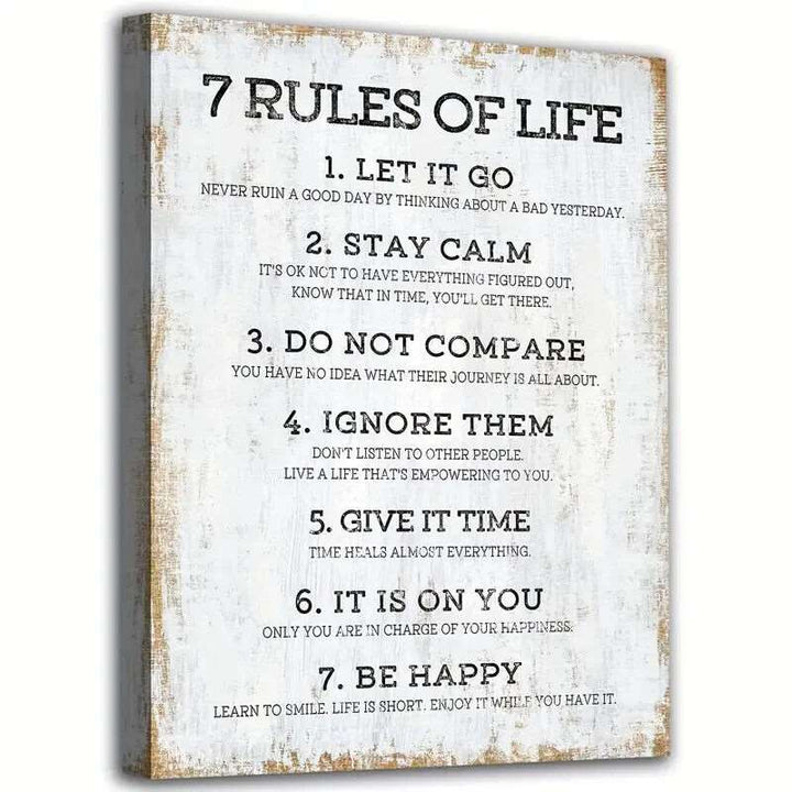 7 Rules Of Life Motivational Canvas Print Framed 11.8" x 15.7" Wall Art NEW! Home & Garden:Home Décor:Posters & Prints Creative Canvas Shop   